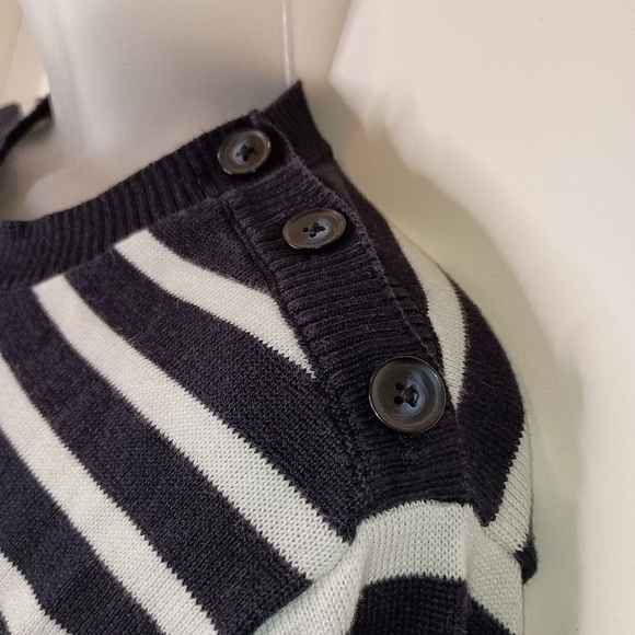 LANDS END Nautical THE OUTFITTERS Striped Sweater Navy & White Elegance(#1,136) - Picture 5 of 7